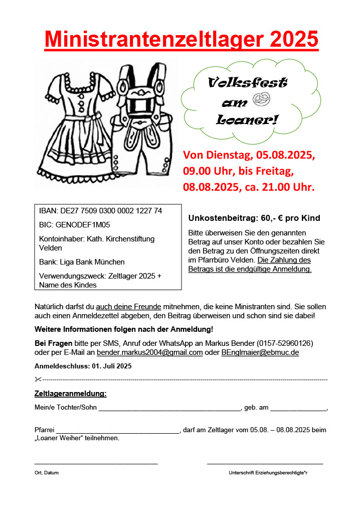 Einladung Zeltlager