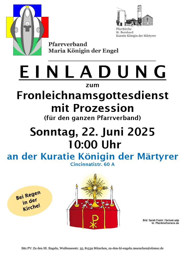 Fronleichnamsgottesdienst des Pfarrverbandes in Königin der Märtyrer