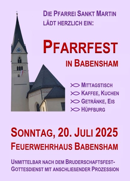 Einladung Pfarrfest Babensham 2025
