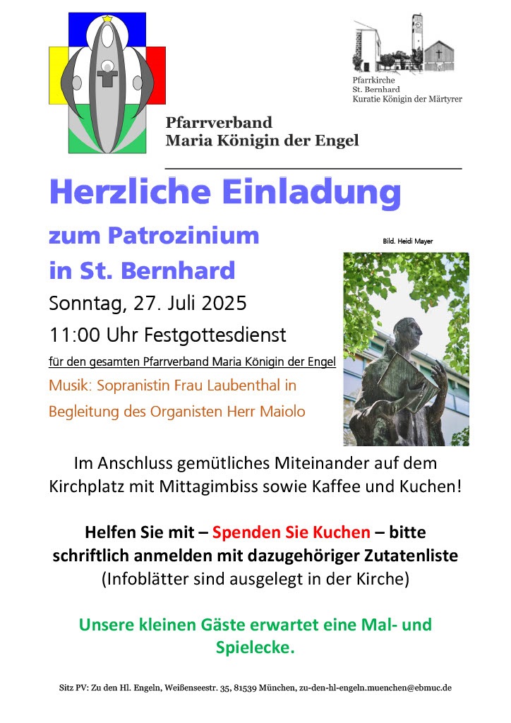 Patrozinium in St. Bernhard Einladung