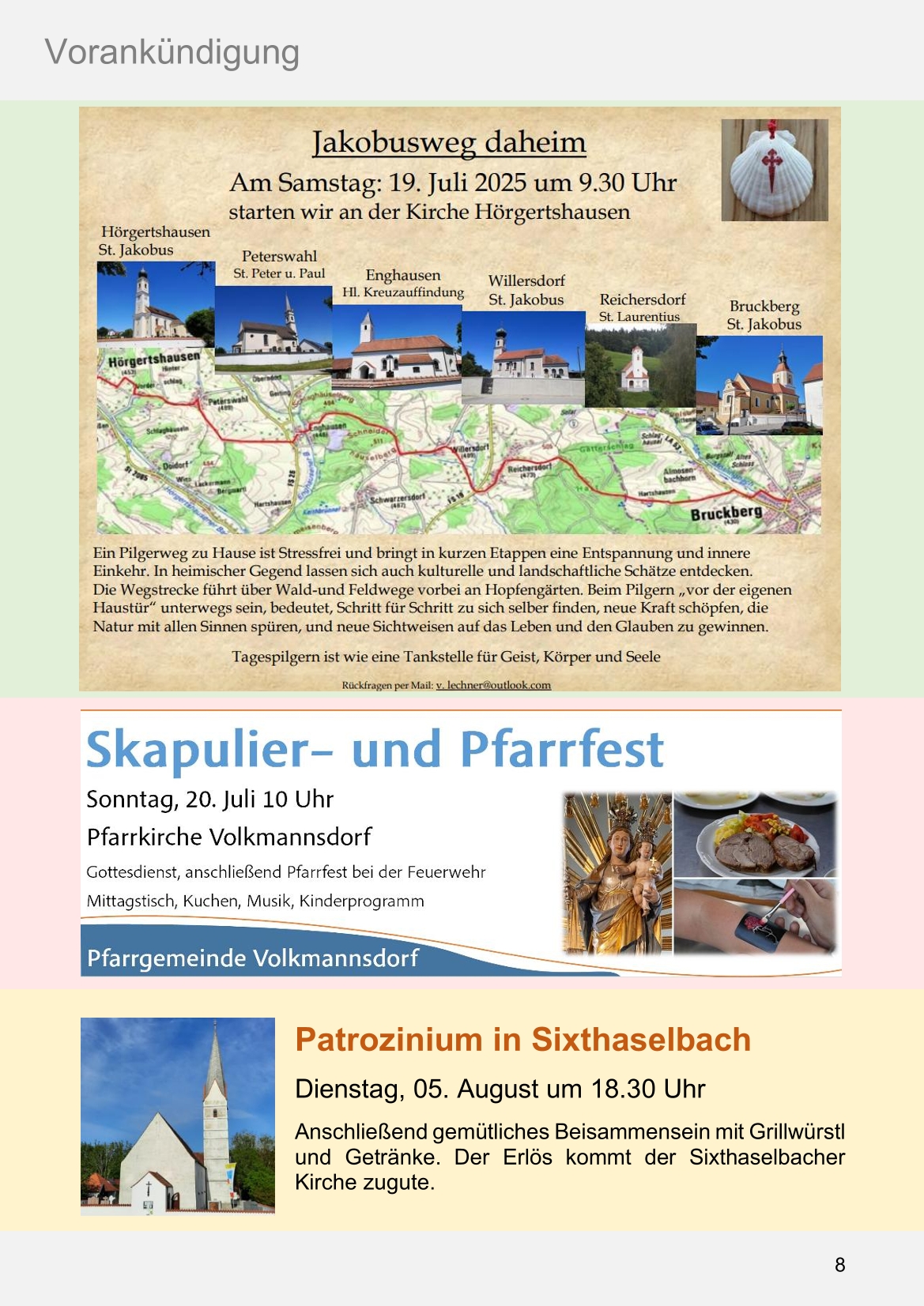 Pfarrblatt für die Pfarrverbände Hörgertshausen-Gammelsdorf und Mauern 14. Juli bis 10. August 2025 Seite 08
