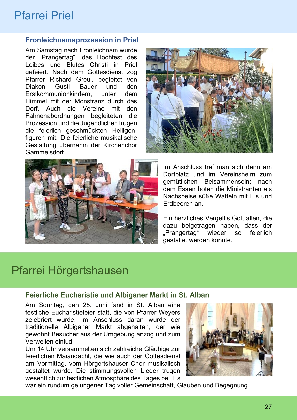 Pfarrblatt für die Pfarrverbände Hörgertshausen-Gammelsdorf und Mauern 14. Juli bis 10. August 2025 Seite 27