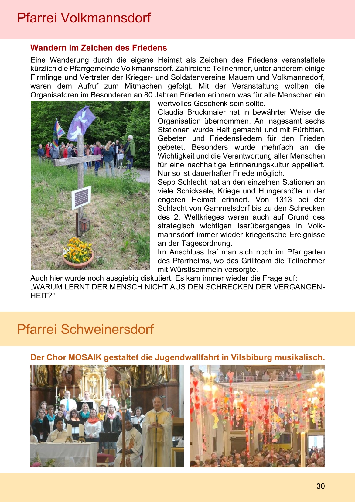 Pfarrblatt für die Pfarrverbände Hörgertshausen-Gammelsdorf und Mauern 14. Juli bis 10. August 2025 Seite 30