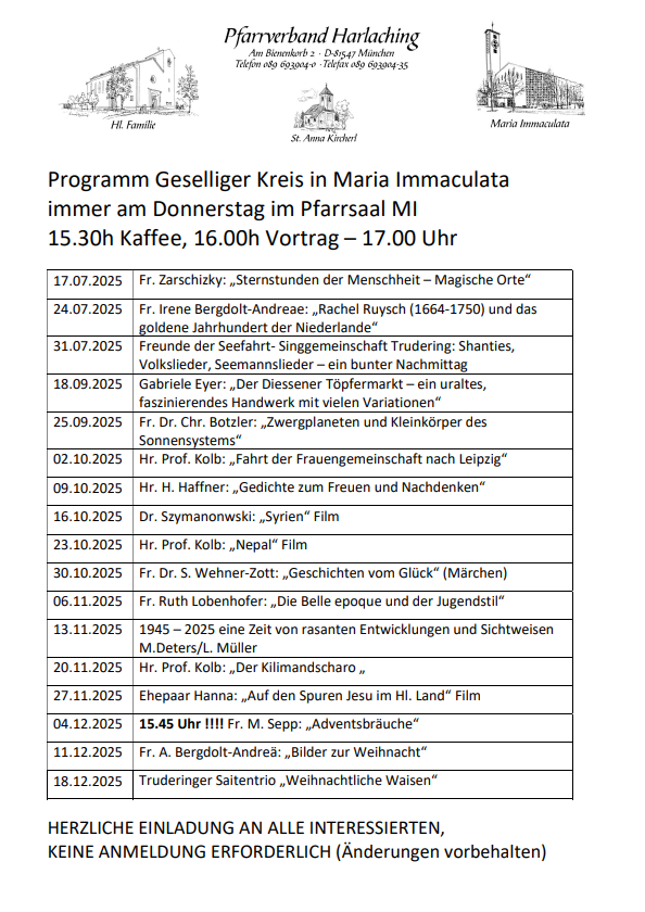 Geselliger Kreis Herbst 2025