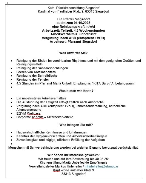 Stellenanzeige