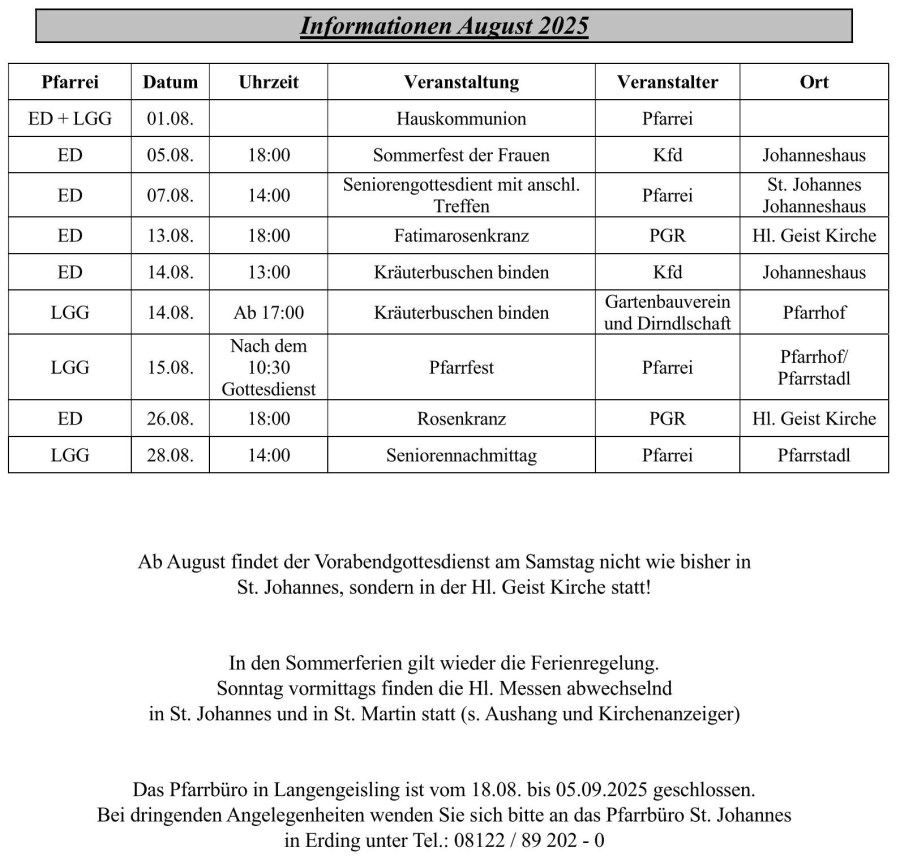 Info August 25