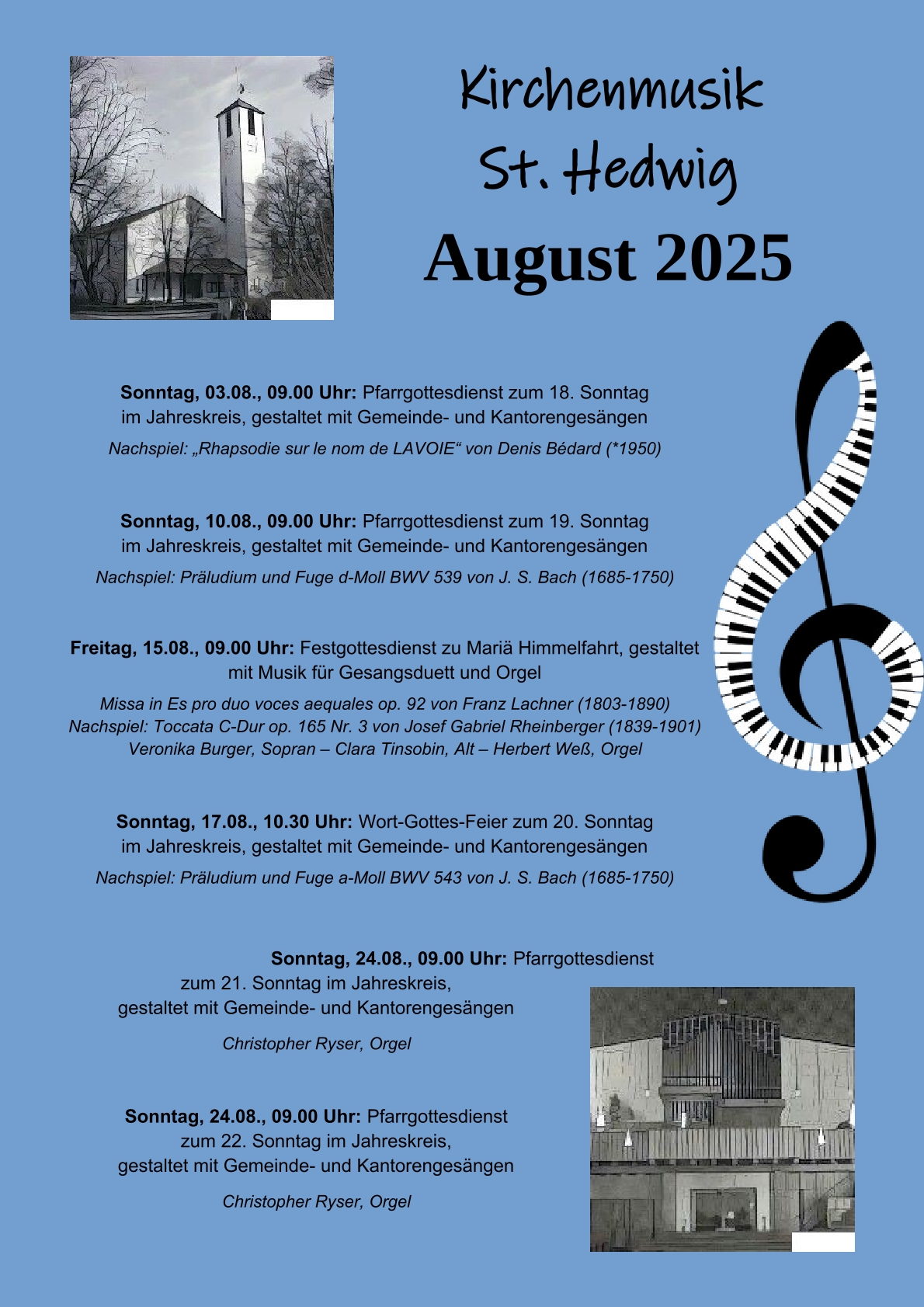 Kirchenmusik St. Hedwig August 2025