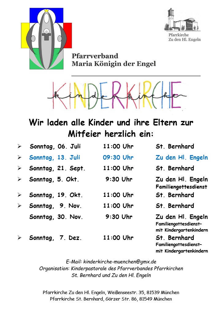 Kinderkirche St. Bernhard und Zu den Hl. Engeln zweite Halbjahr 2025