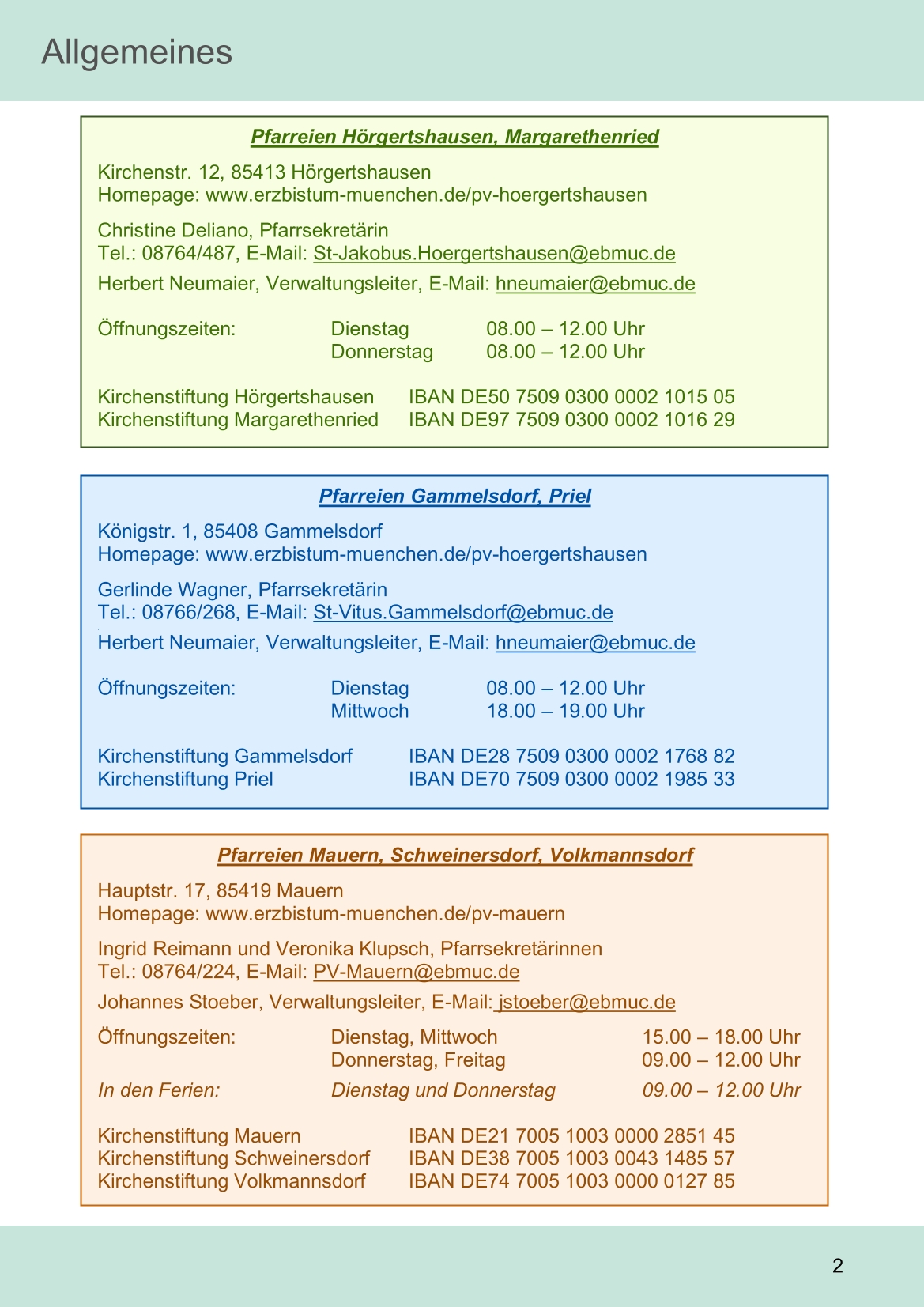 Pfarrblatt für die Pfarrverbände Hörgertshausen-Gammelsdorf und Mauern 11. August bis 05. Oktober 2025 Seite 02