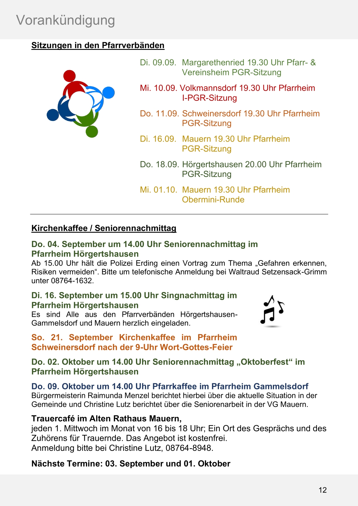 Pfarrblatt für die Pfarrverbände Hörgertshausen-Gammelsdorf und Mauern 11. August bis 05. Oktober 2025 Seite 12
