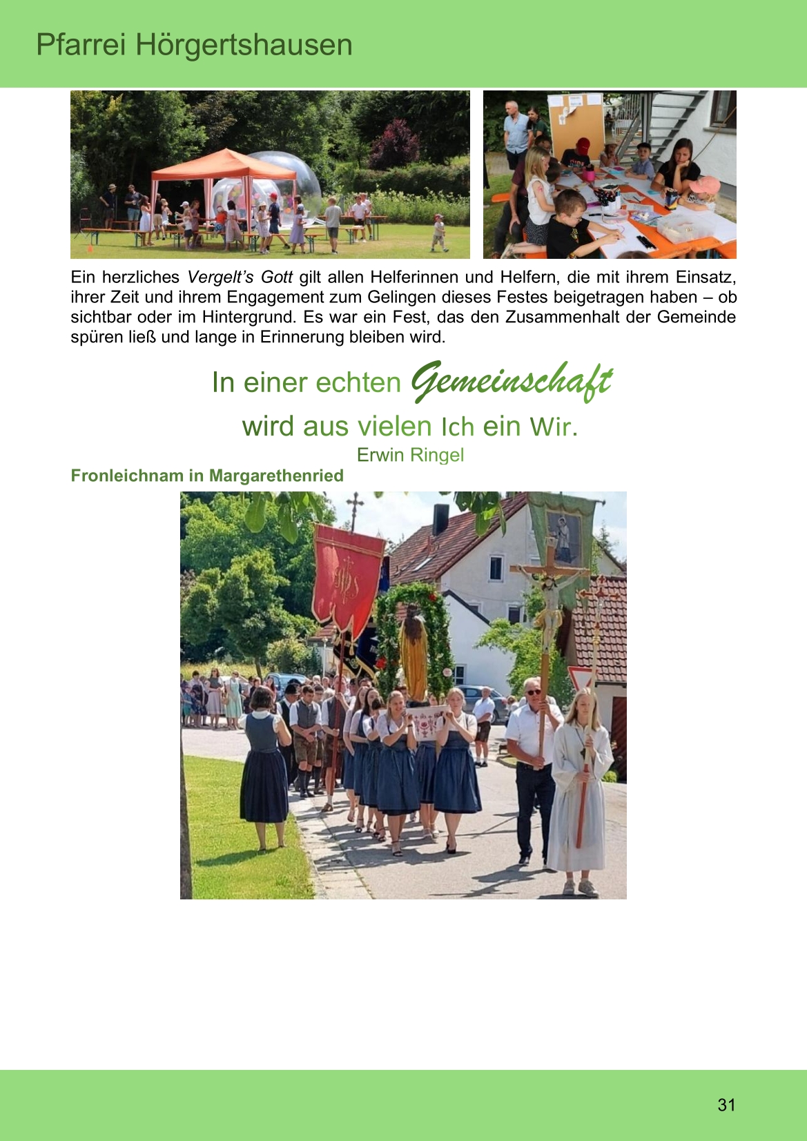 Pfarrblatt für die Pfarrverbände Hörgertshausen-Gammelsdorf und Mauern 11. August bis 05. Oktober 2025 Seite 31