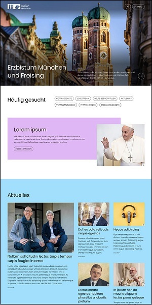 Entwurf Startseite diözesane Website