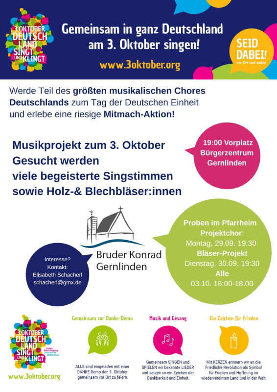 3 Oktober Musikprojekt in Bruder Konrad Gernlinden