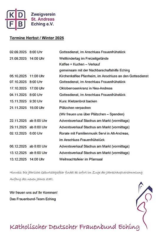 Jahresübersicht KDFB 2025