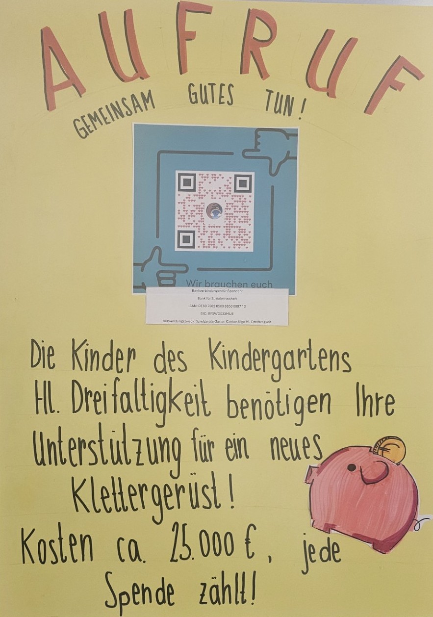 Spendenaufruf Kiga Hl. Dreifaltigkeit für neues Klettergerüst