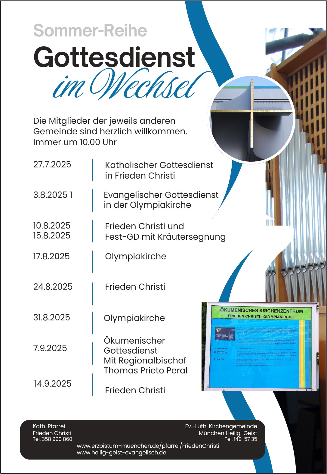 Plakat über die So-GD-Reihe abwechselnd evangelisch/katholisch in den Sommerferien 2025