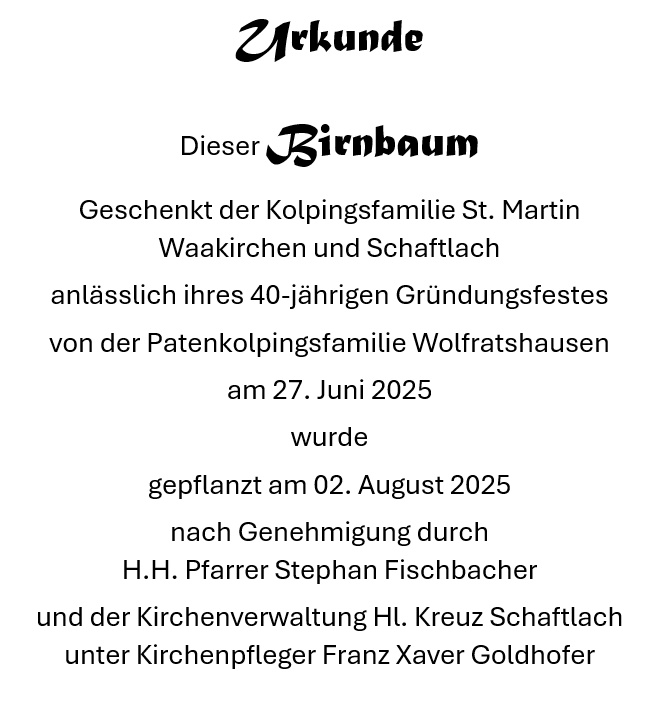 Urkunde Birnbaum