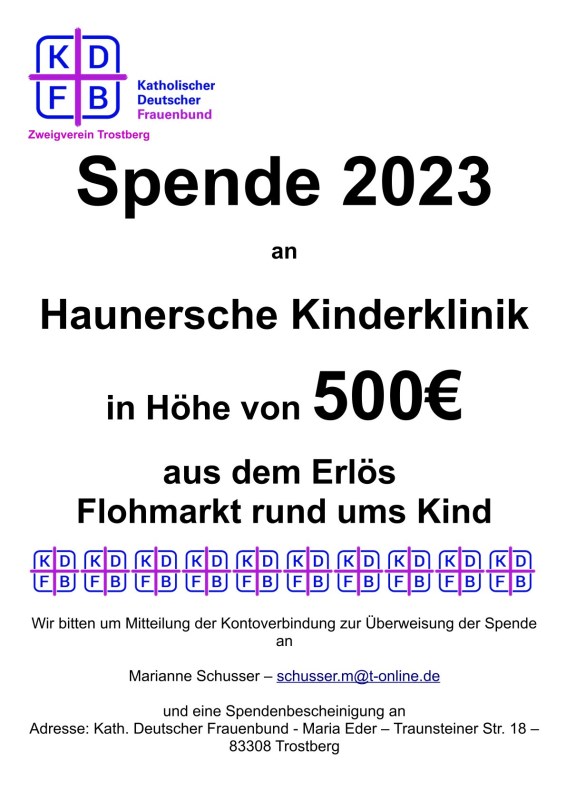 Spende Haunersche Kinderklinik