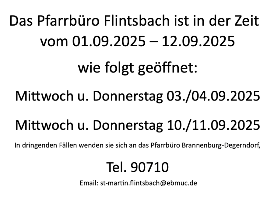 Pfarrbüro Flintsbach September 2025