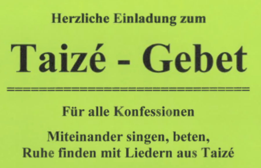 Taizé Aushang grün
