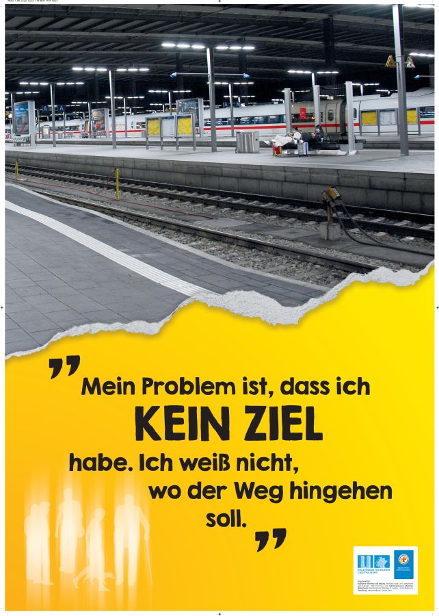 Plakat der Ausstellung der Bahnhofsmission München zum Tag der Wohnungslosen