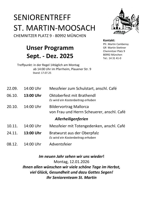 Termine Seniorentreff ab September 2025