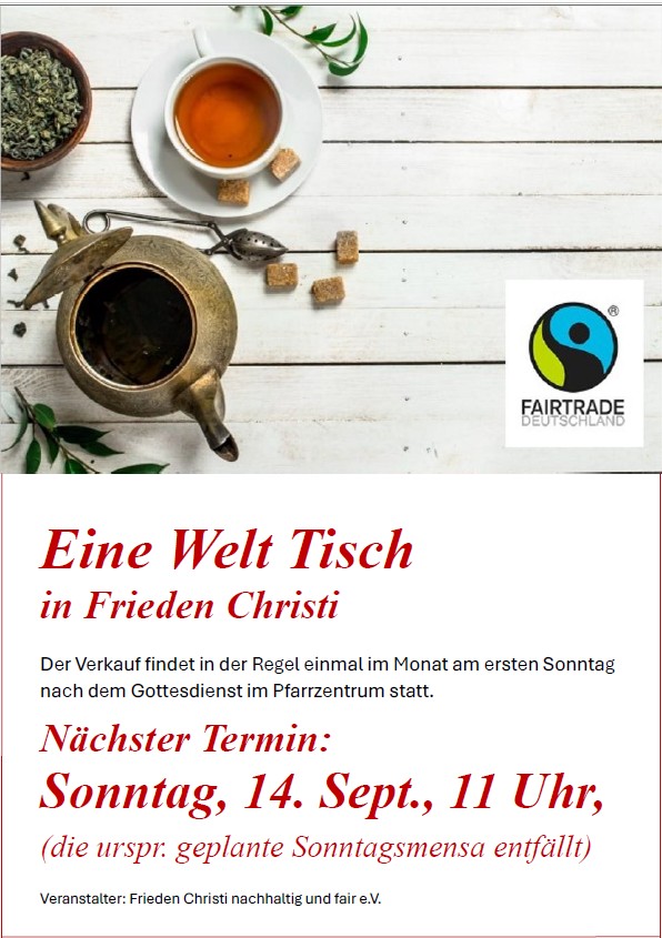 Plakat für Eine-Welt-Tisch 14.09.25