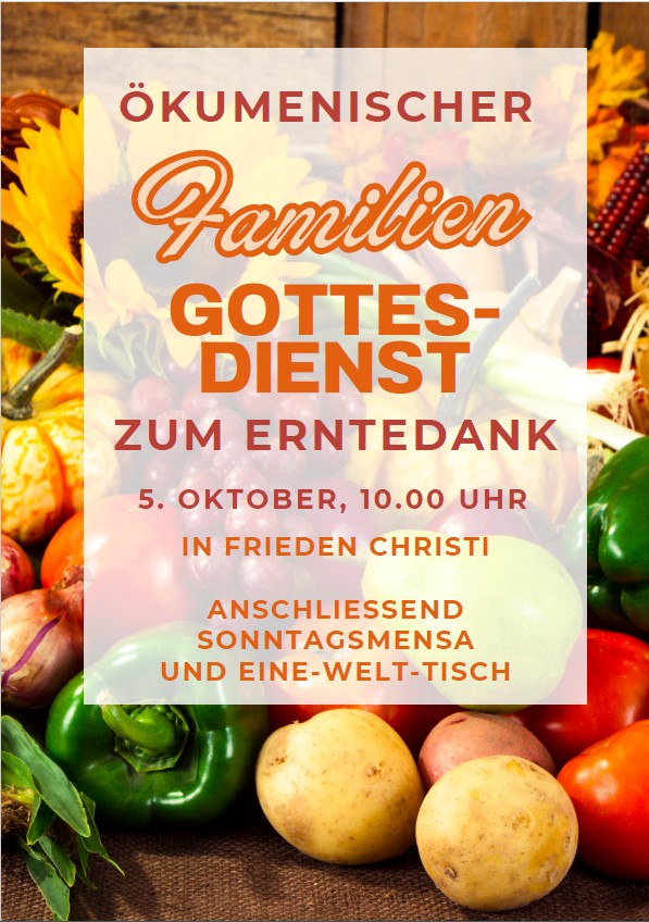 Plakat Familien-Gottesdienst und Erntedank am 05.10.2025