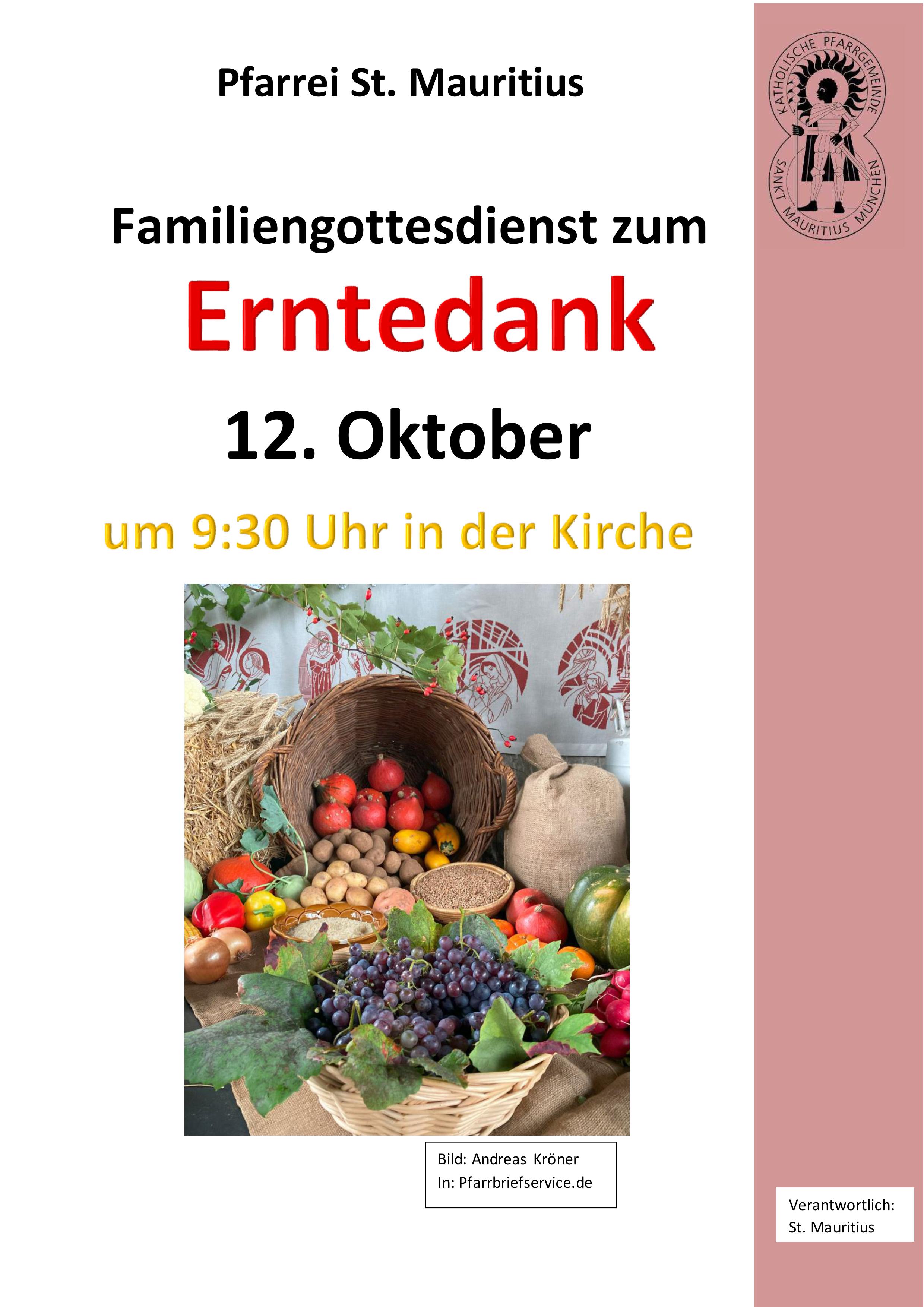 Erntedank am 12.10. um 9.30