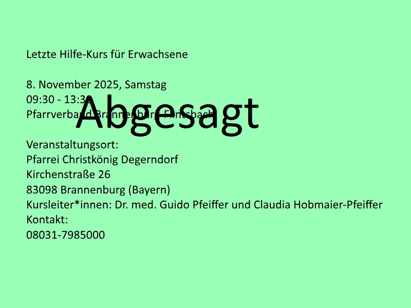 Letzte Hilfe abgesagt