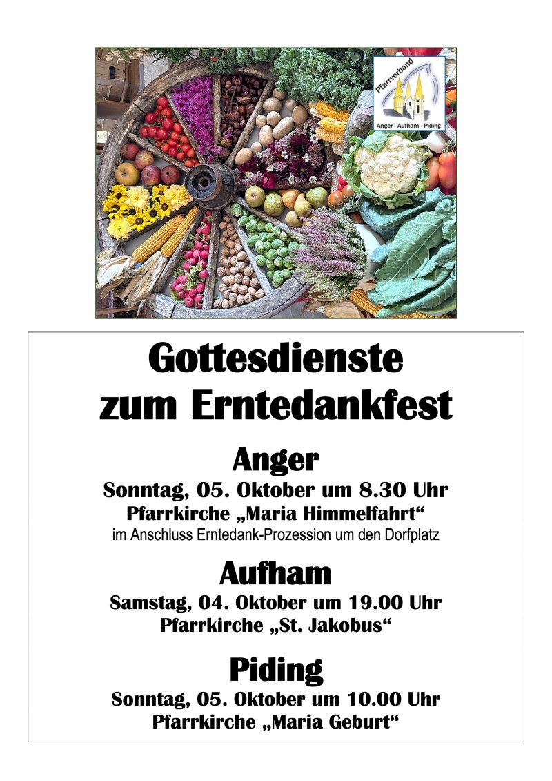 Gottesdienste PV AAP zum Erntedankfest