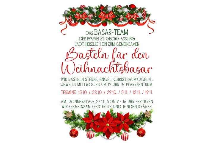 Basteleinladung Weihnachtsbasar Aßling