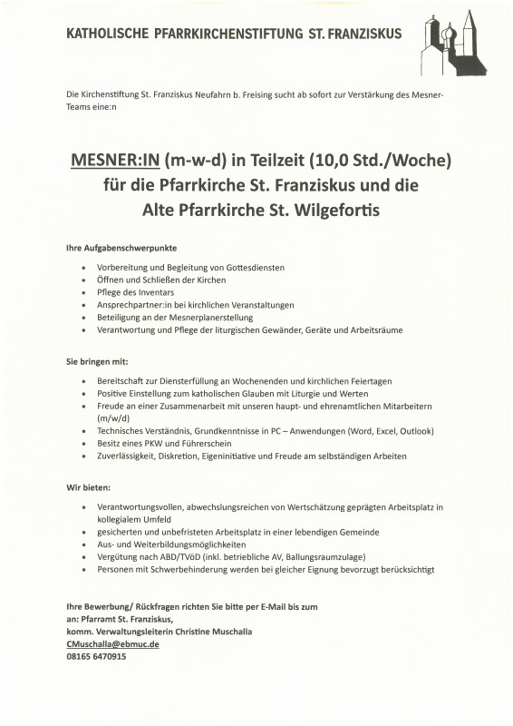 Mesner:in gesucht