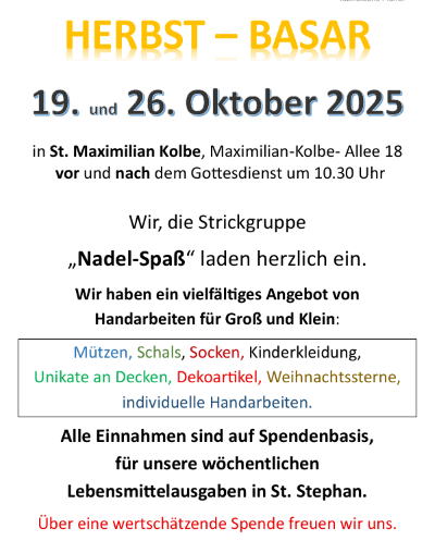 Plakat Herbst Basar Strickgruppe
