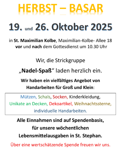 Plakat Herbst-Basar Strickgruppe