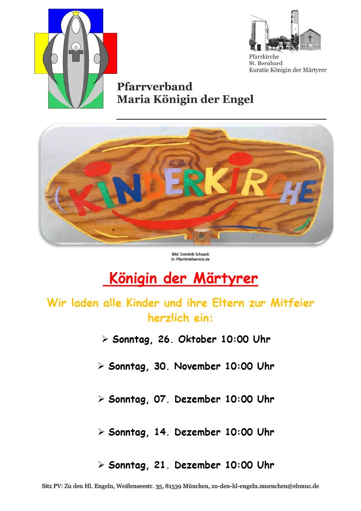 Kinderkirchentermine Königin der Märtyrer