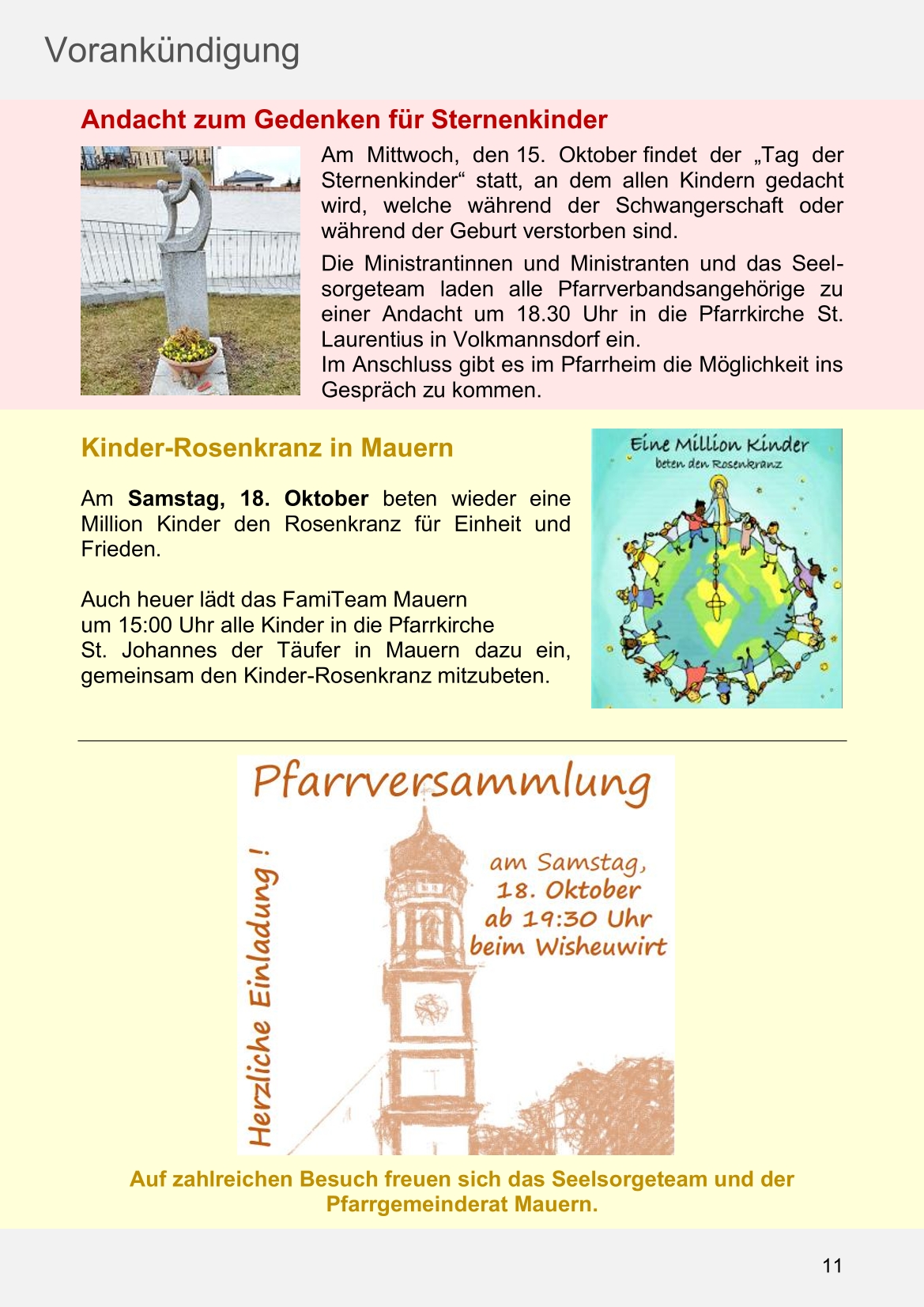 Pfarrblatt für die Pfarrverbände Hörgertshausen-Gammelsdorf und Mauern 06. Oktober bis 02. November 2025 Seite 11