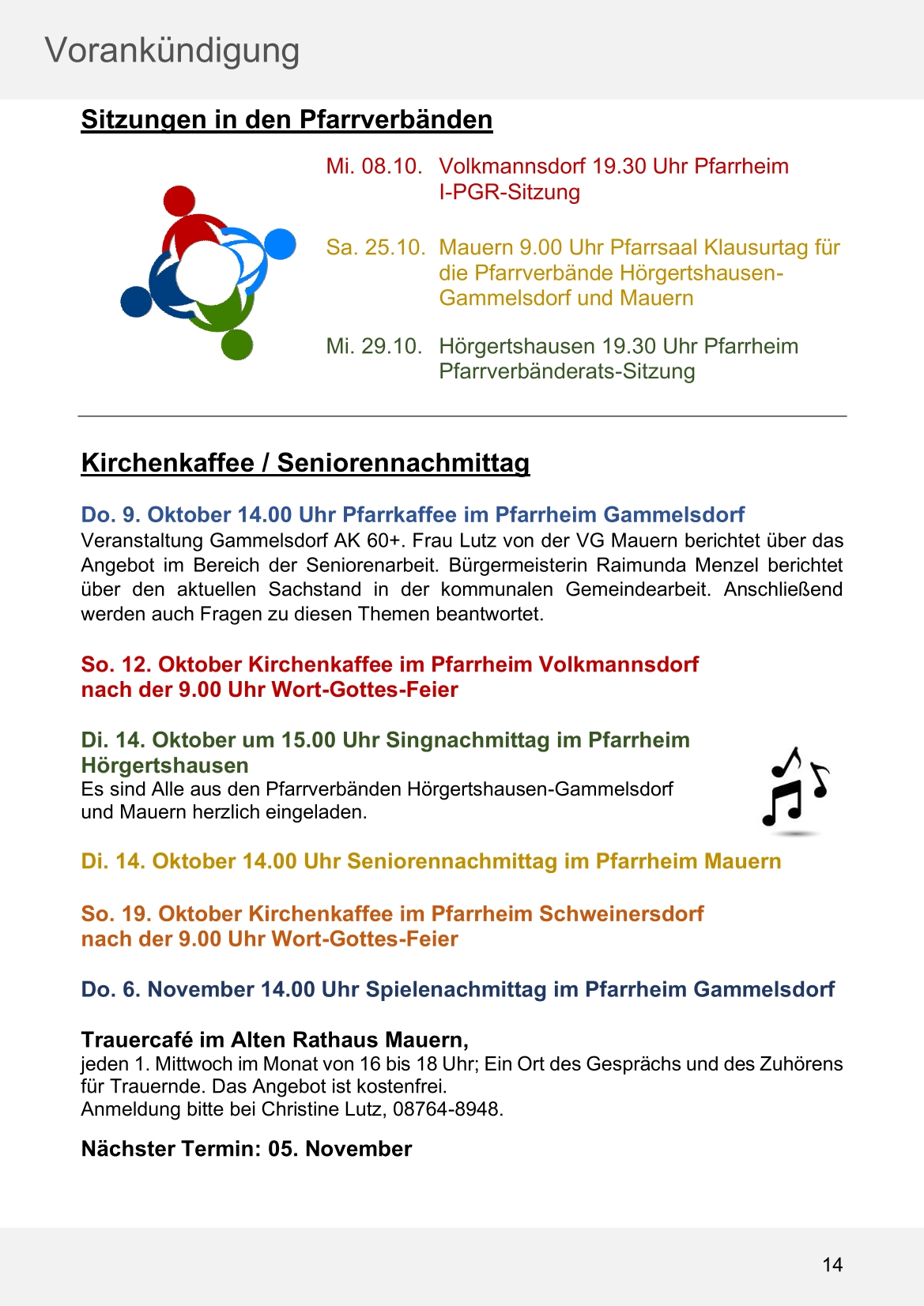 Pfarrblatt für die Pfarrverbände Hörgertshausen-Gammelsdorf und Mauern 06. Oktober bis 02. November 2025 Seite 14