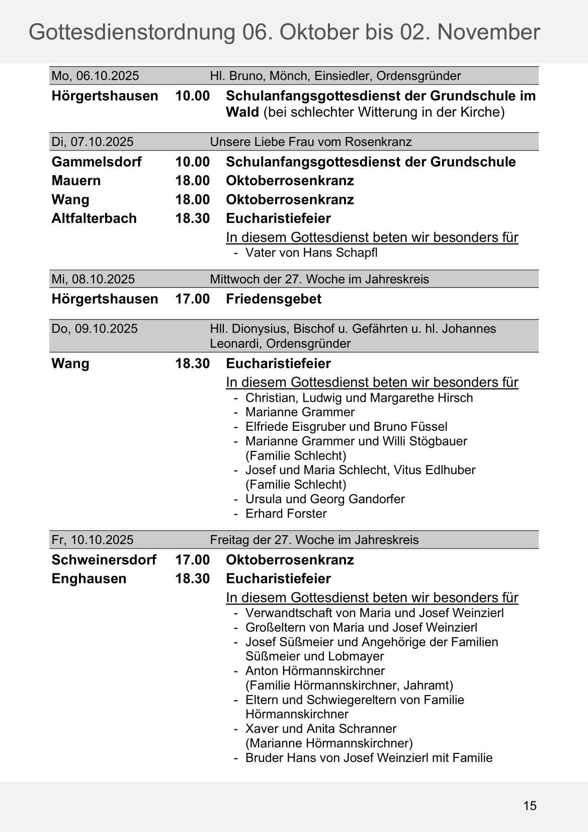 Pfarrblatt für die Pfarrverbände Hörgertshausen-Gammelsdorf und Mauern 06. Oktober bis 02. November 2025 Seite 15