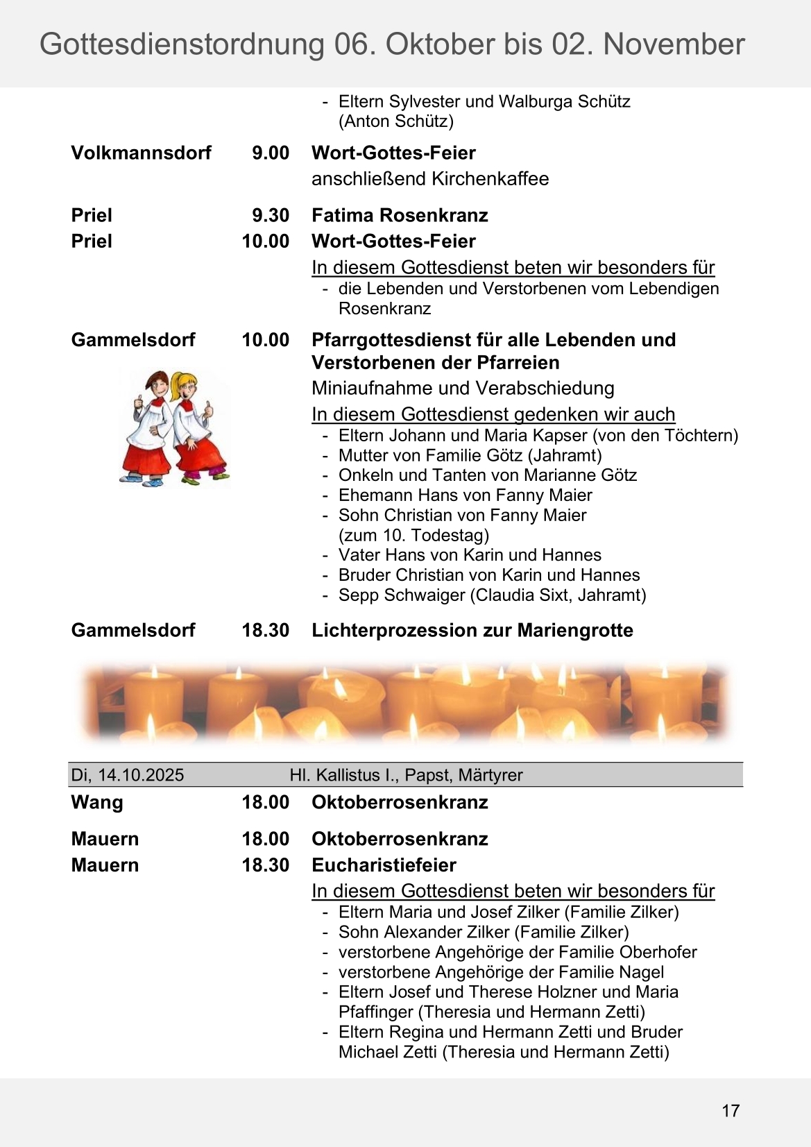 Pfarrblatt für die Pfarrverbände Hörgertshausen-Gammelsdorf und Mauern 06. Oktober bis 02. November 2025 Seite 17