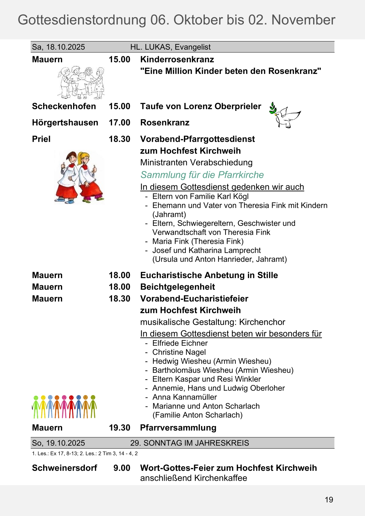 Pfarrblatt für die Pfarrverbände Hörgertshausen-Gammelsdorf und Mauern 06. Oktober bis 02. November 2025 Seite 19