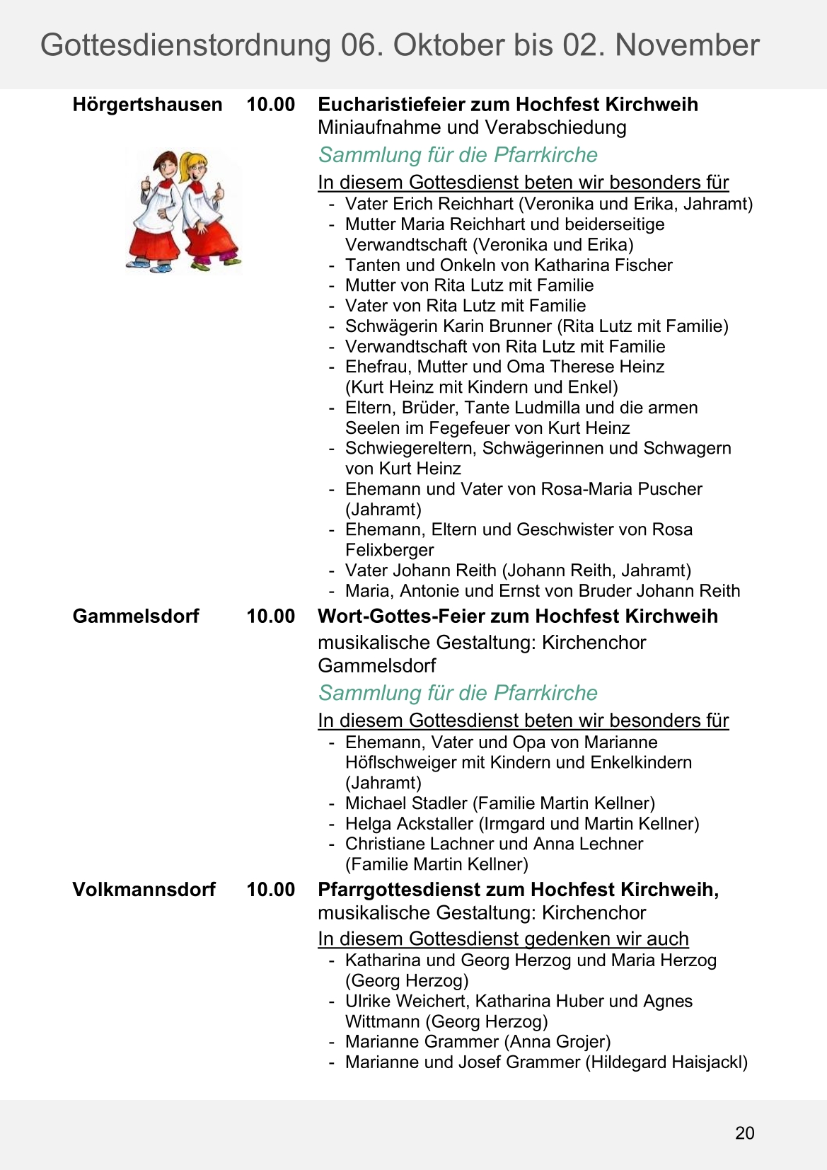 Pfarrblatt für die Pfarrverbände Hörgertshausen-Gammelsdorf und Mauern 06. Oktober bis 02. November 2025 Seite 20