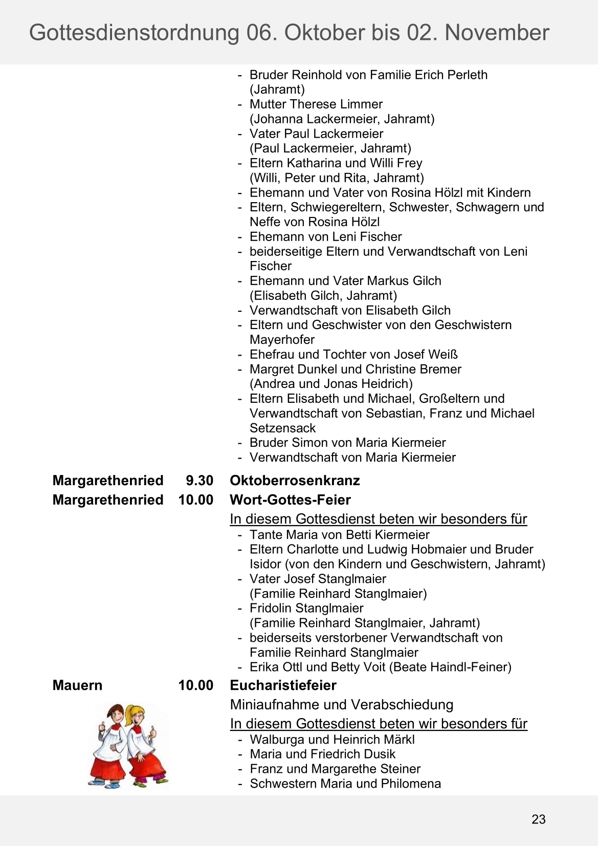 Pfarrblatt für die Pfarrverbände Hörgertshausen-Gammelsdorf und Mauern 06. Oktober bis 02. November 2025 Seite 23