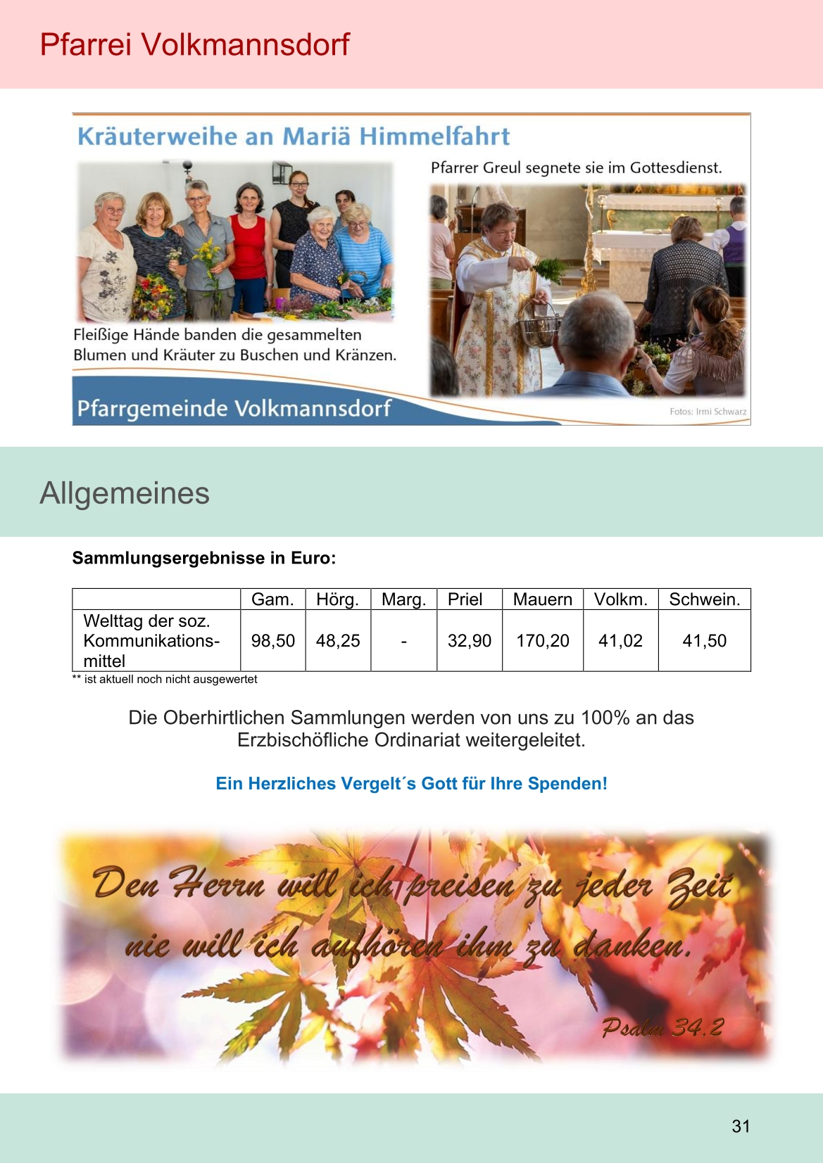 Pfarrblatt für die Pfarrverbände Hörgertshausen-Gammelsdorf und Mauern 06. Oktober bis 02. November 2025 Seite 31