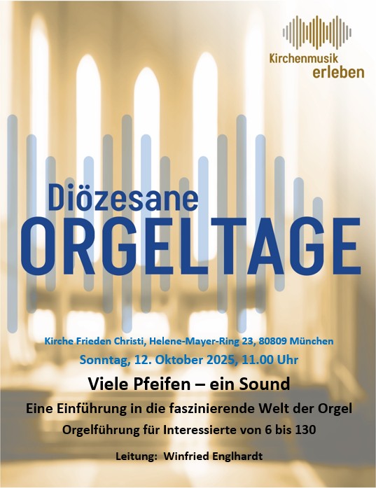 Einladung zur Orgelführung in Frieden Christi, 12.10.25, 11 Uhr.