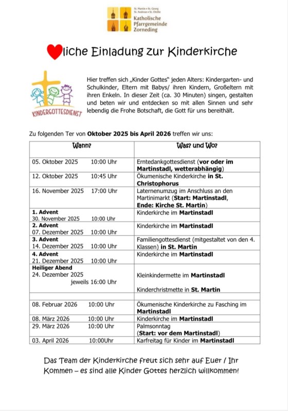Kinderkirche Okt.25 bis April26