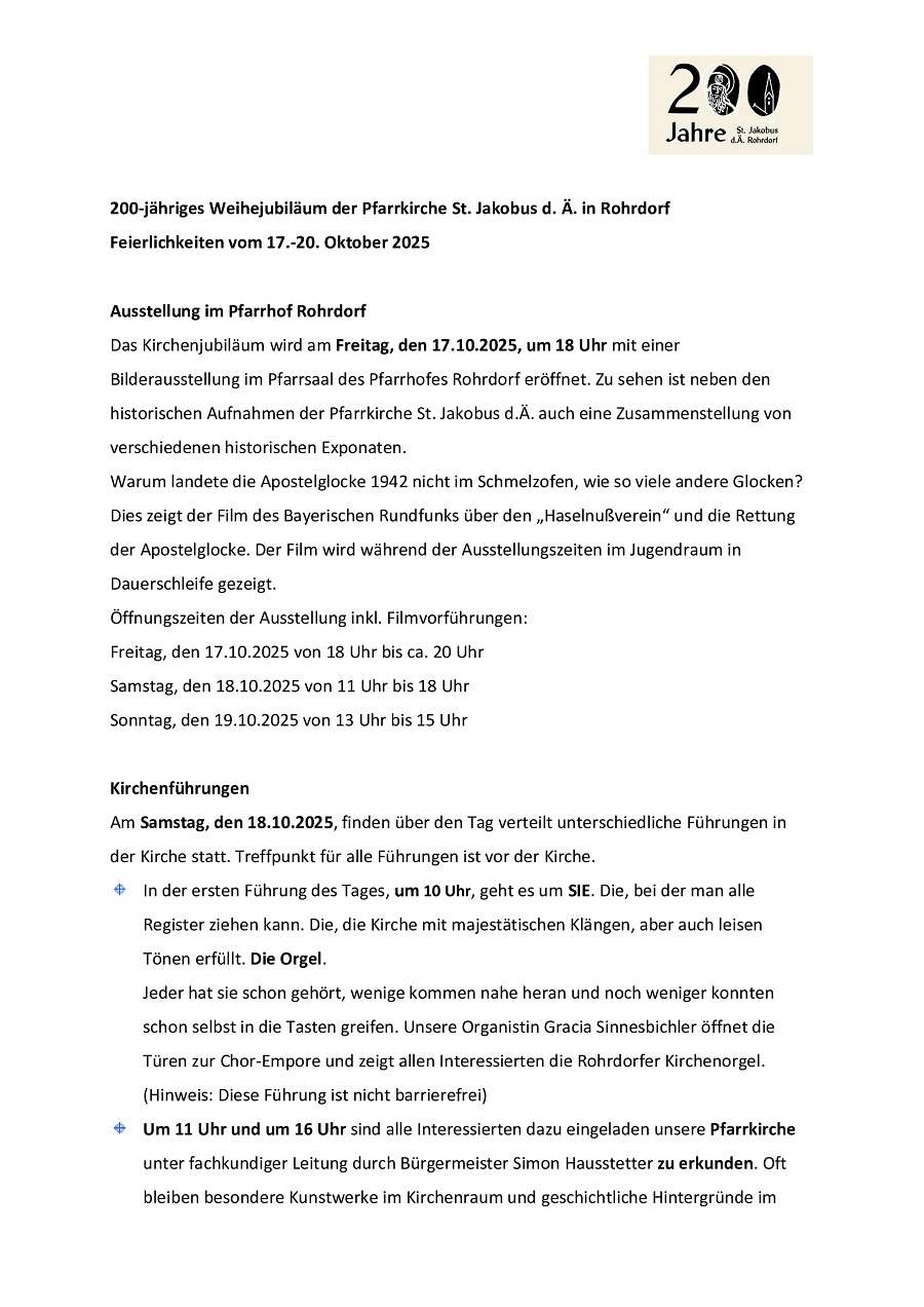 Rohrdorfer Kirchenjubiläum Text