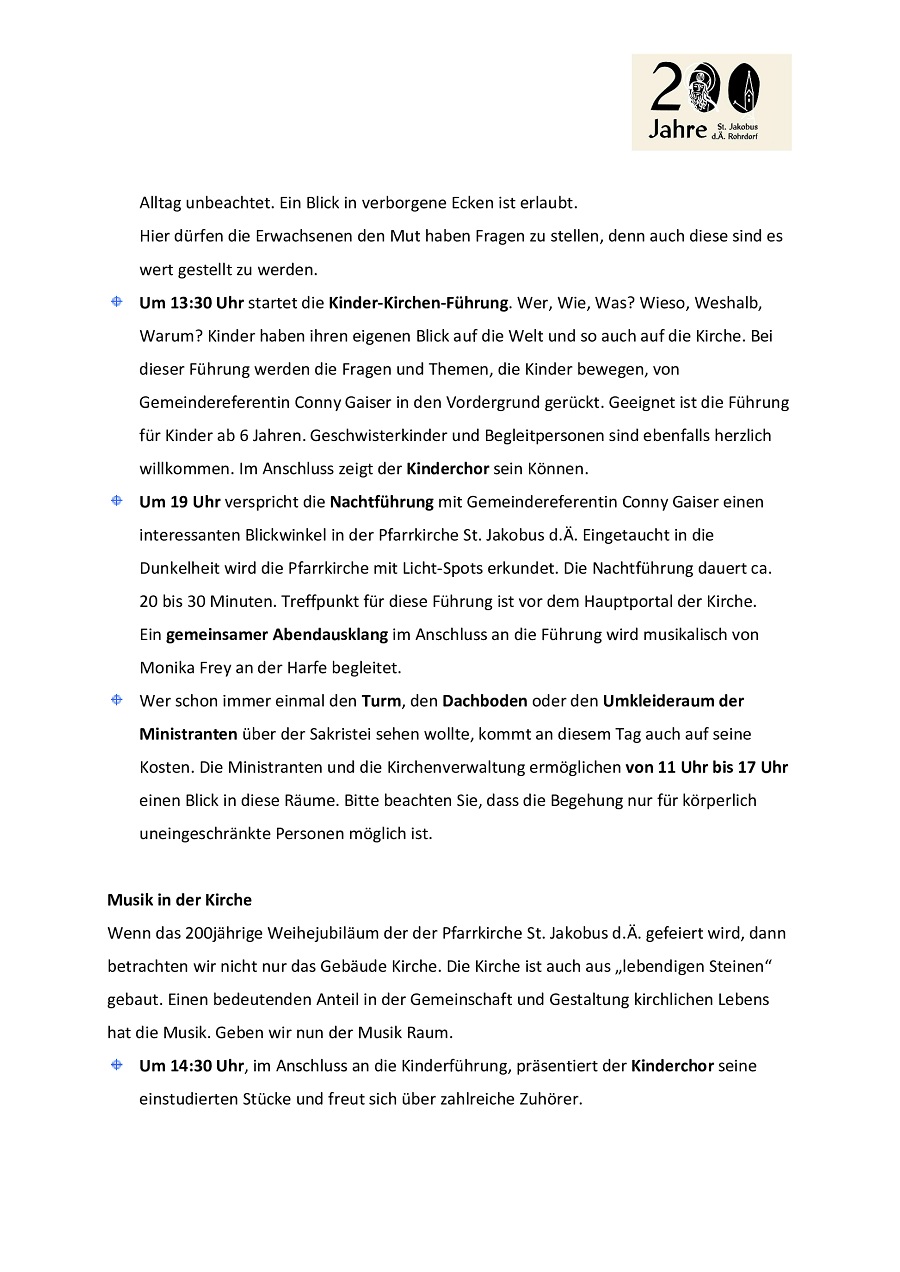 Rohrdorfer Kirchenjubiläum Text