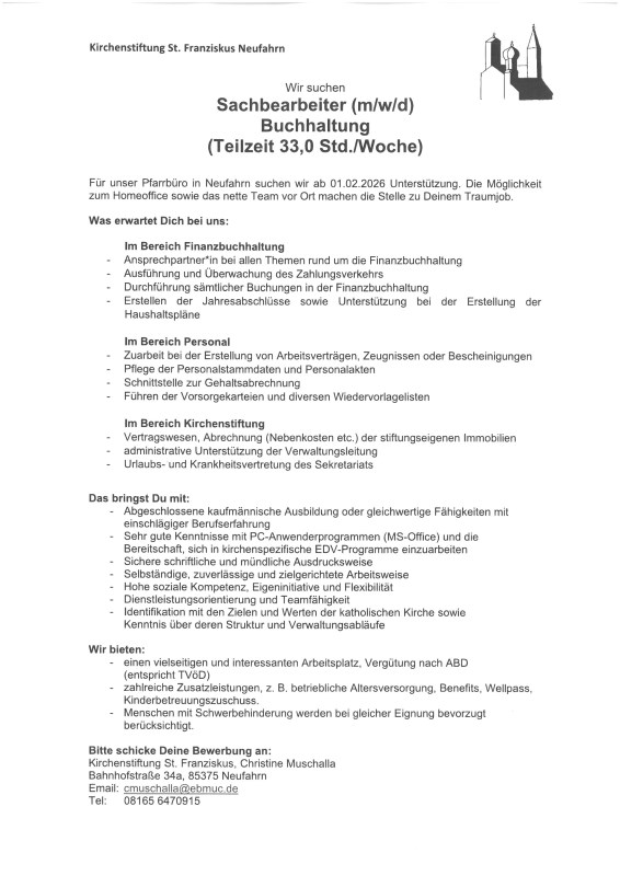Stellenanzeige Buchhaltung