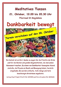 neuer Termin für Oktober Tanzabend
